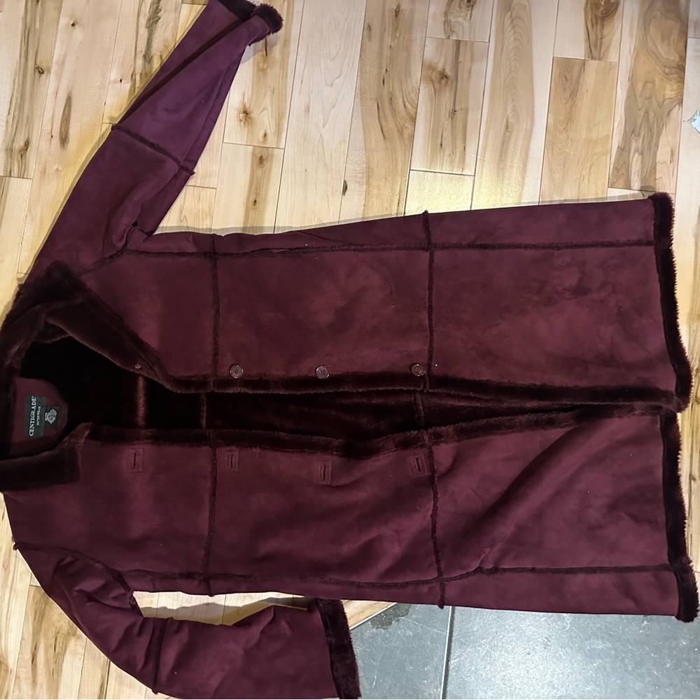 Centigrade outerwear burgundy,/ brown long coat.